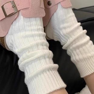 日系纯棉中筒袜子女2025新款配勃肯鞋白色堆堆袜长筒袜女款纯棉冬