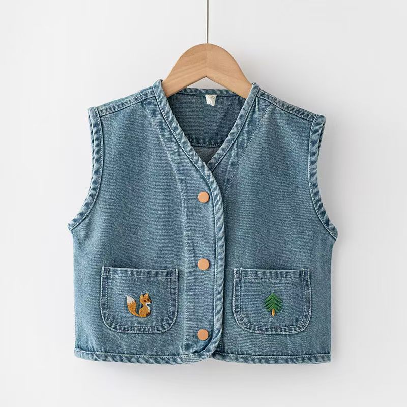 童装男女童牛仔马甲2025新款宝宝坎肩外套洋气儿童春秋装百搭背心