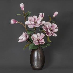 【送花瓶】手感帝王玉兰花带花苞中式仿真花高档逼真假花客厅插花