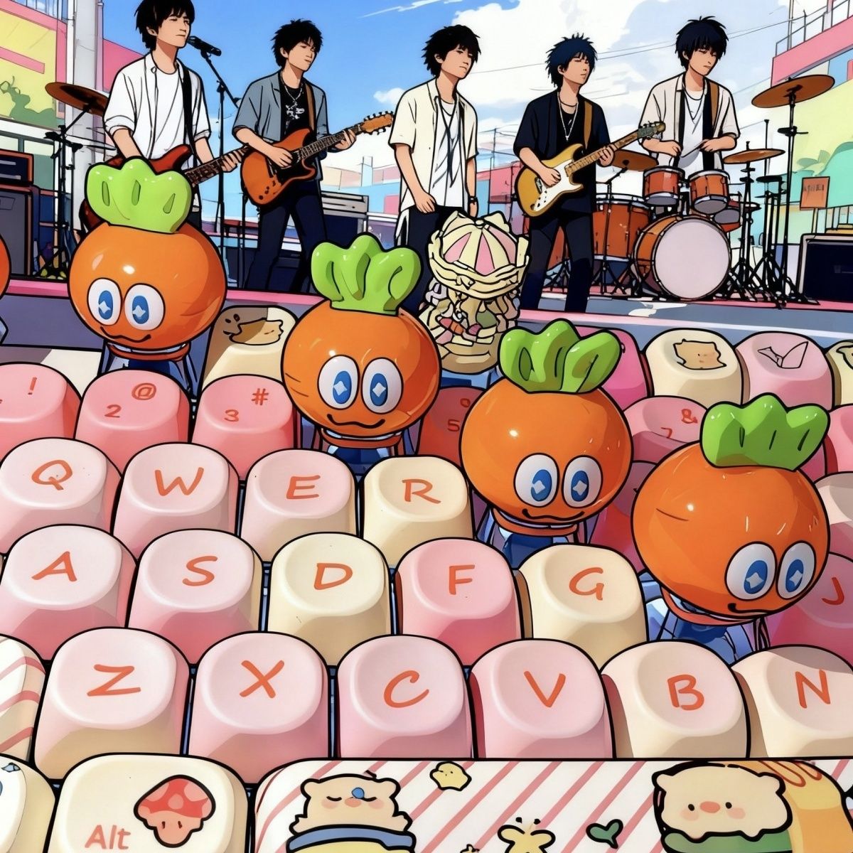 五月天键帽卜卜手绘超可爱十字轴