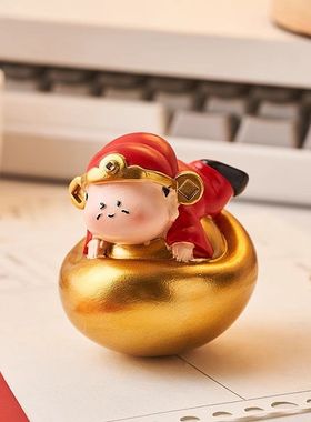 可爱小财神不倒翁招财发财办公桌面摆件工位情绪稳定神器解压礼物