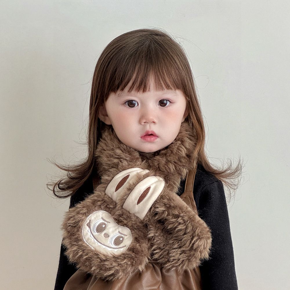 拉布布围巾秋冬款可爱加厚毛绒围脖冬季中大童宝宝保暖儿童防冻