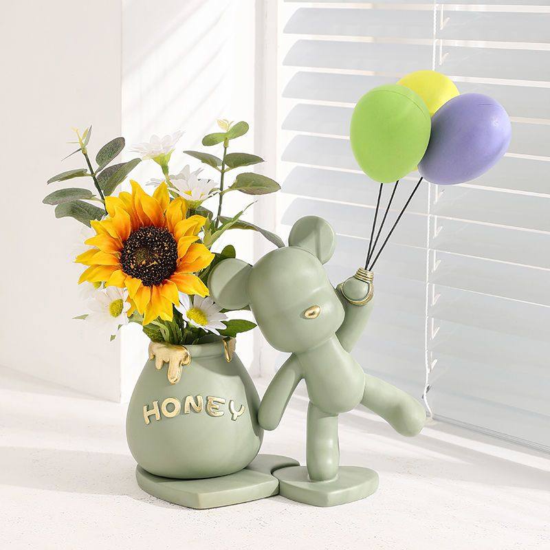 暴力熊花瓶创意摆件高级客厅卧室桌面装饰品办公桌假花仿真花插花,家居饰品,花瓶,淘宝优惠券,粉丝福利购,淘宝优惠卷