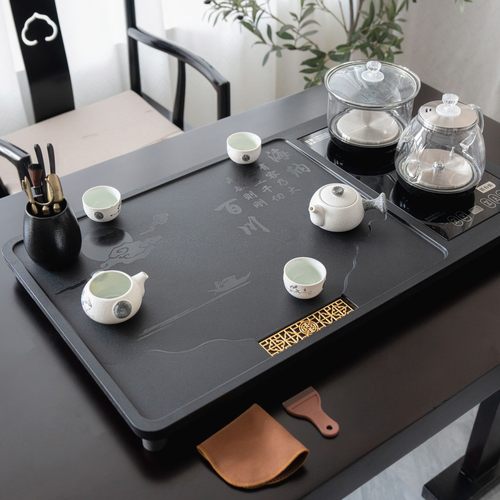 电器一体全自动上水石茶盘家用表格整块一体大号茶台茶具带排水