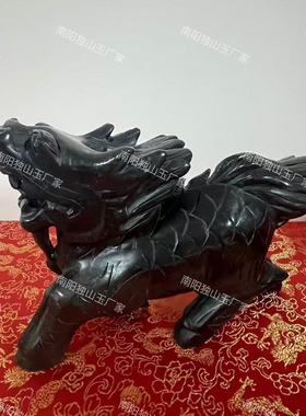 天然独山玉麒麟一对摆件招财镇宅玉石麒麟办公室家居风水开业礼品