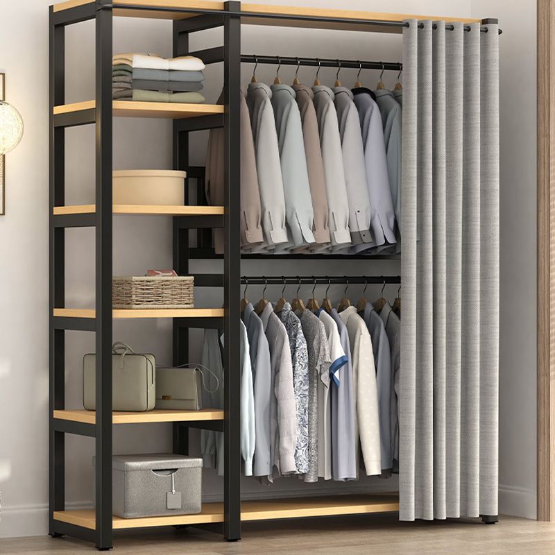 新款收纳衣柜开放式衣柜遮挡帘卧室开放式多层简易衣帽架出租屋