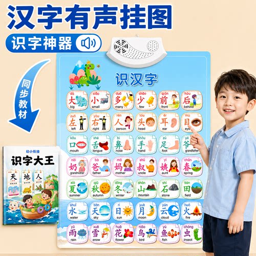 幼儿识字早教点读有声挂图墙贴
