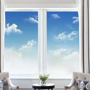 玻璃贴纸透光不透明阳台窗户天空装 饰窗贴磨砂静电厕所贴膜窗花纸