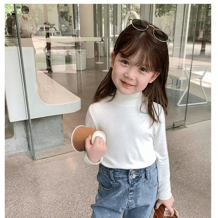 女童打底衫春秋长袖T恤半高领德绒新款洋气儿童上衣宝宝衣服内搭