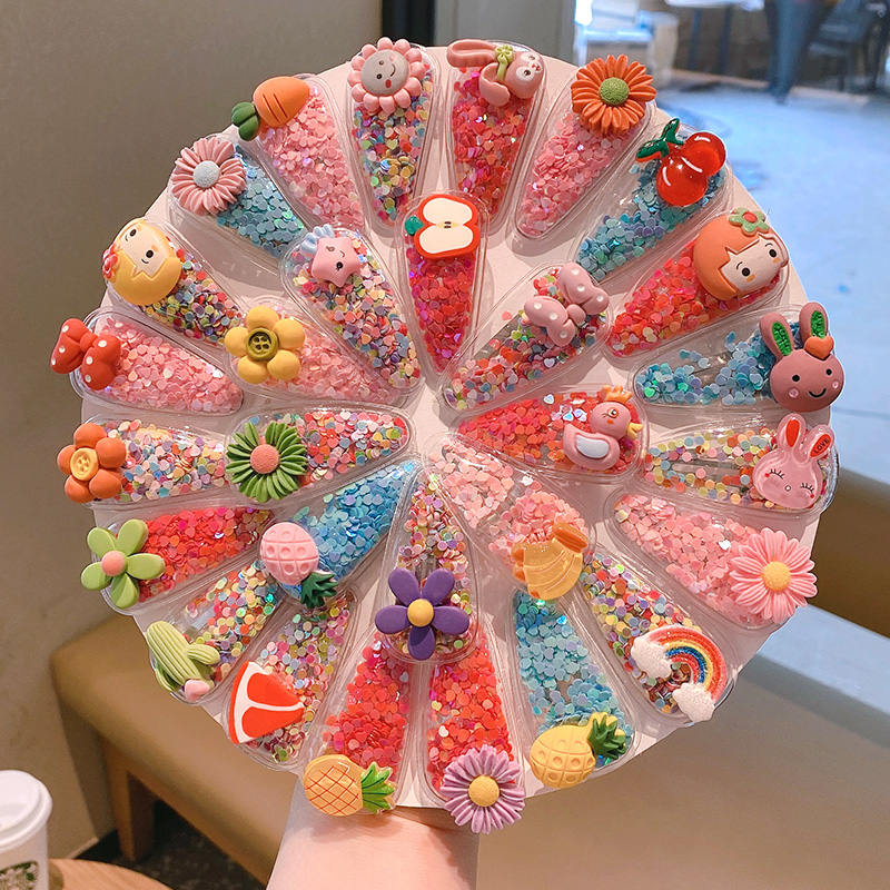 儿童彩色碎发发卡流沙bb夹