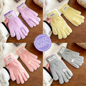 新款 学生五指针织加厚毛线百搭可触屏冬天防寒 儿童保暖手套女冬季