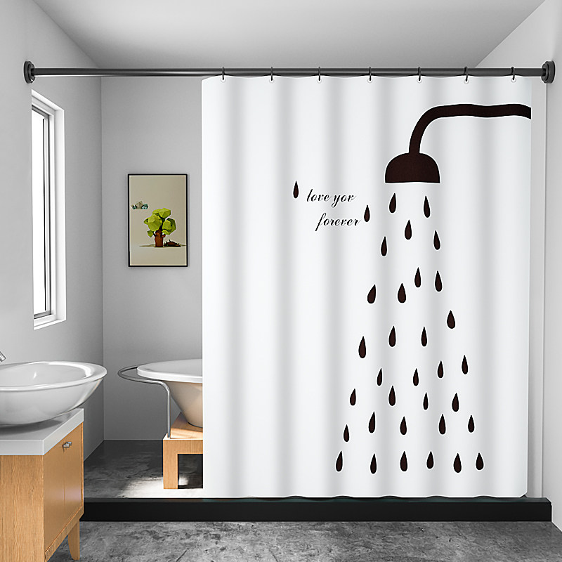 浴帘浴室防水布免打孔套装洗澡卫生间门帘窗帘淋浴房日本隔断帘