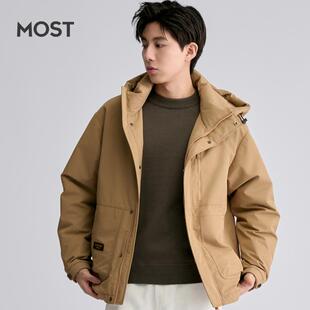 MOST/姆氏德卡其色防寒续热羽绒服休闲保暖男白鸭绒外套C44237238