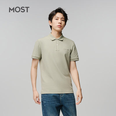 MOST春夏季灰绿色经典POLO衫