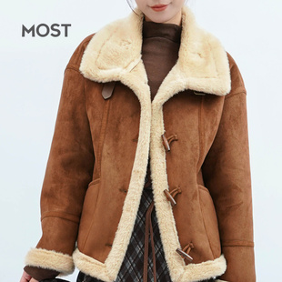 MOST皮毛一体女外套新款高级复古美拉德机时尚保暖上衣W54117978