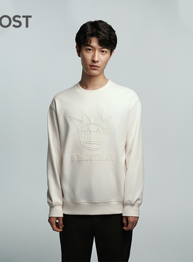 MOST/姆氏德男装白色卫衣男春潮流宽松笑脸上衣圆领长袖C41217014