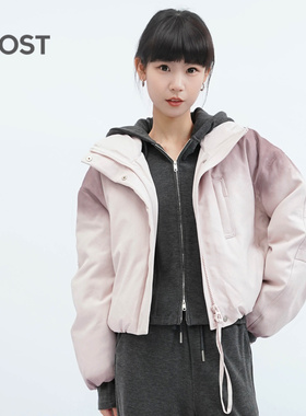 most冬小个子保暖90白鸭绒外套粉色渐变短款立领羽绒服W54120935