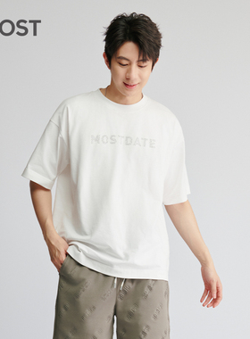 MOST/姆氏德白色纯棉短袖t恤男士夏季圆领宽松休闲体恤C52312035