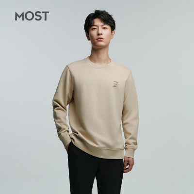 MOST杏色圆领高品质休闲卫衣