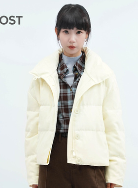 most白色大翻领羽绒服女短款小个子冬季新款高级感超好看外套