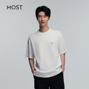 t恤夏季 MOST 短袖 白色时尚 圆领体恤百搭上衣C42212137 姆氏德男装