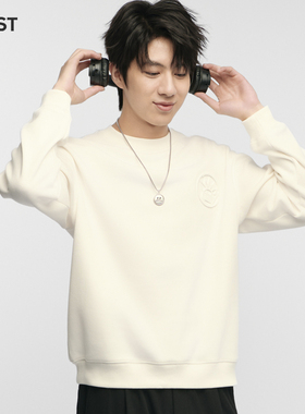 MOST/姆氏德圆领简约白色卫衣男秋新款纯色长袖套头上衣C53317157