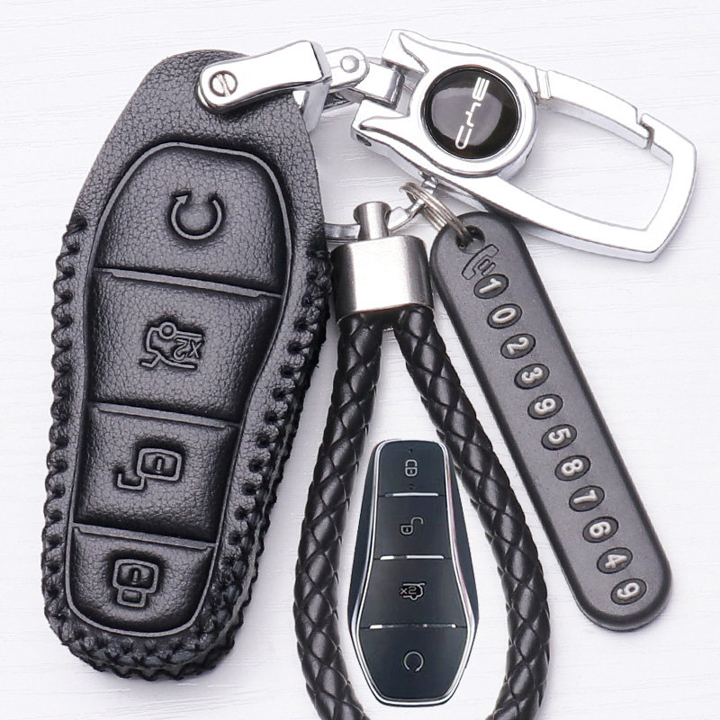 比亚迪宋prodmi钥匙套真皮2023款宋plus汉车驱逐舰05钥匙包扣23款