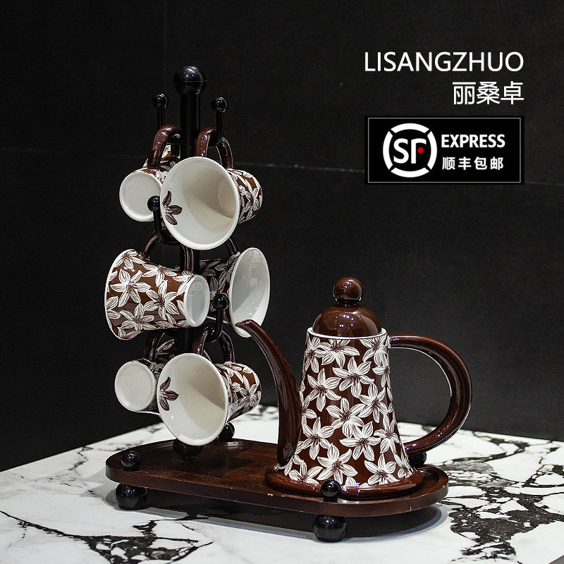 中古风咖啡杯收纳套装复古绝美精致陶瓷高颜值家用下午茶茶具套装