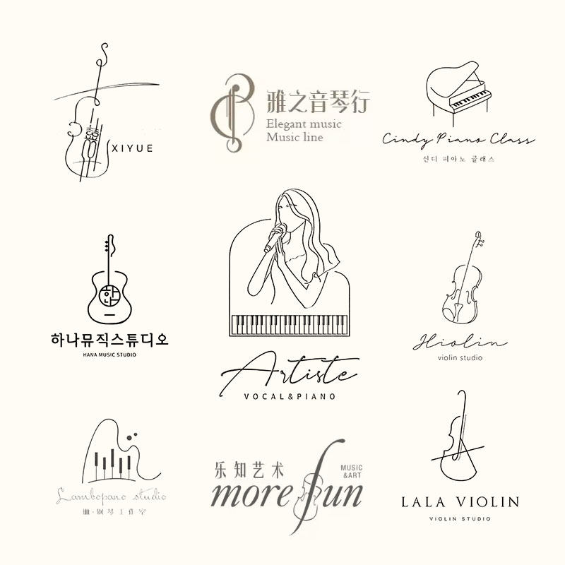 原创琴行logo设计艺术美术舞蹈图标儿童早教育机构幼儿园门头招牌