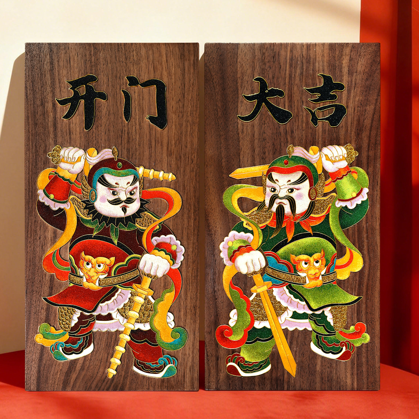 实木门神 文字可定制掐丝珐琅diy釉料全套材料包景泰蓝非遗年画