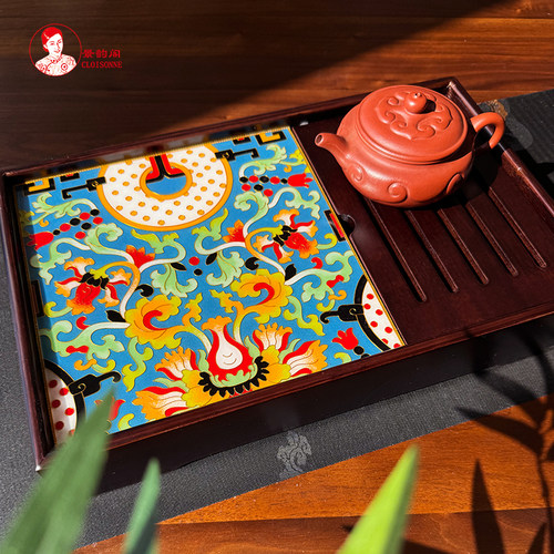 景韵阁掐丝珐琅漏水茶盘结婚礼品