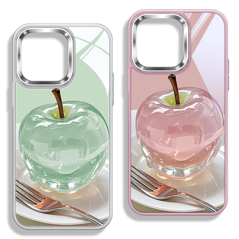 创意水晶苹果不包镜头玻璃手机壳