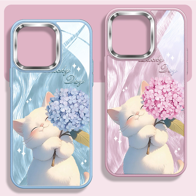 捧花猫咪高级感不包镜头手机壳