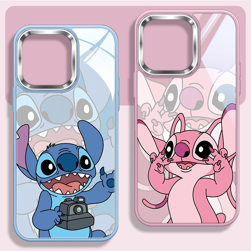 新史迪仔情侣大方框玻璃手机壳