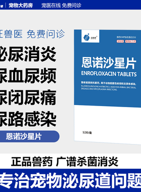 宠物猫咪狗尿血尿闭尿路感染尿结石狗狗泌尿系统药恩诺沙星宠物