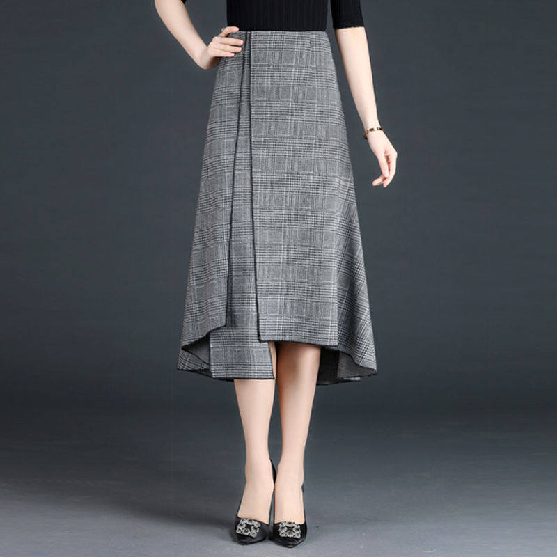 2019 new pattern Autumn and winter Paige Package hip fish tail skirt Korean Edition Irregular lady Plaid skirtin the Women's clothing/Boutique , Skirts  category - from Buy2taobao.com to provide professional Taobao agent buy service