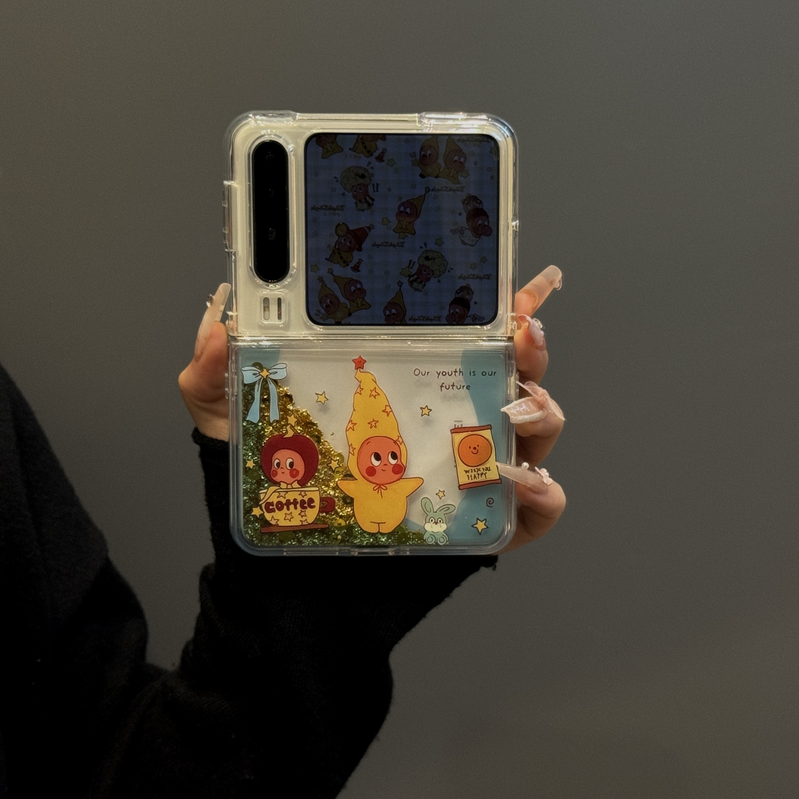 可爱卡通流沙闪粉星星人手机壳