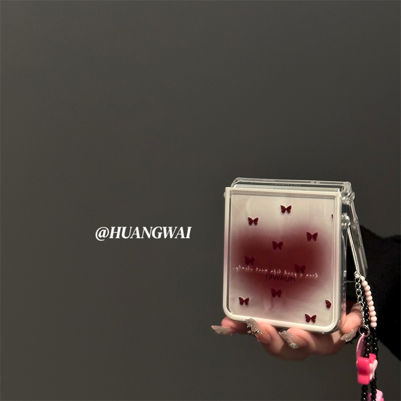 酒红晕染蝴蝶ins风简约手机壳