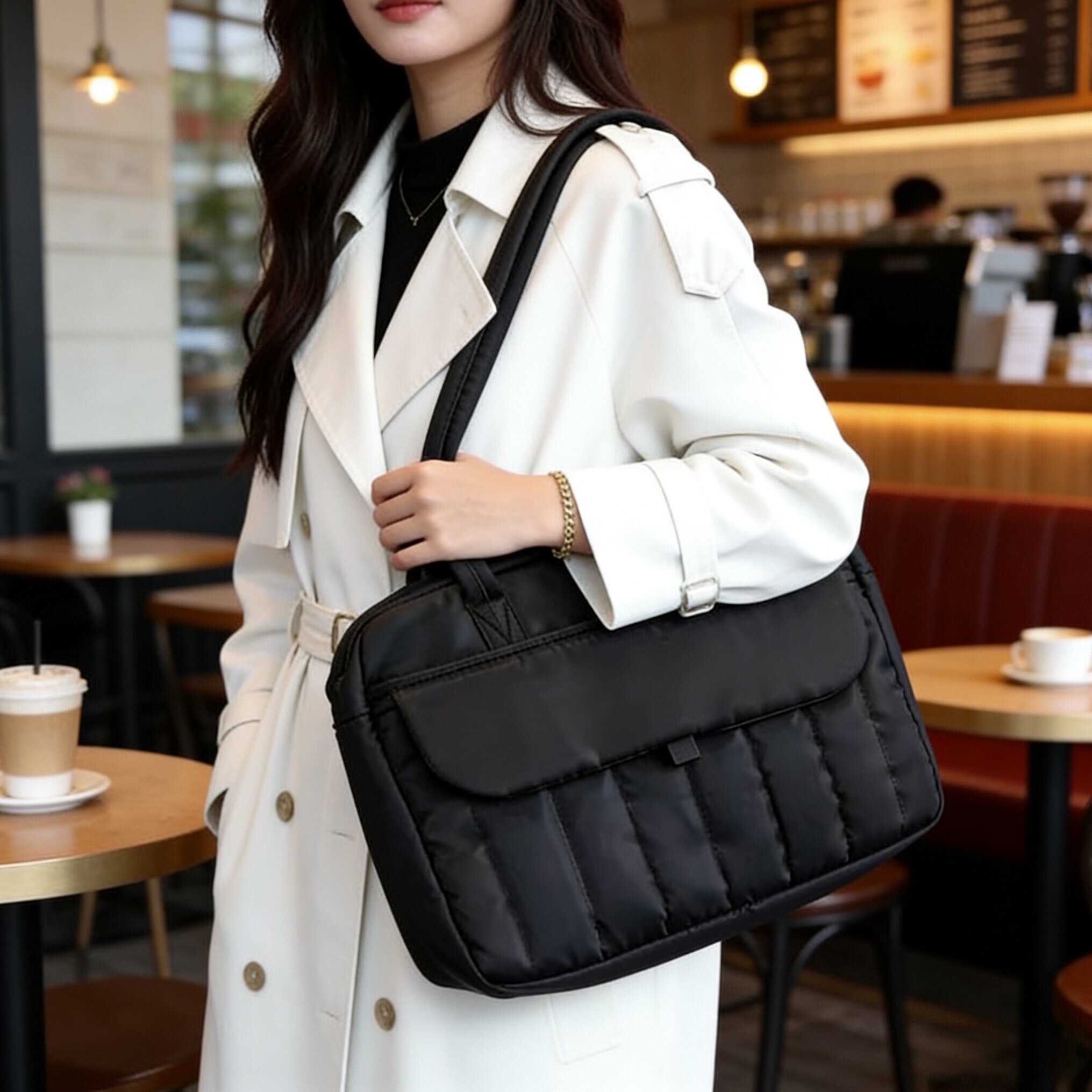 简约防水防摔笔记本电脑包14英寸男女手提单肩托特包通勤公文包大容量15.6英寸适用联想pro16寸小米戴尔15寸