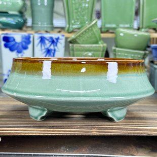 8cm内16.5陶瓷精品冰裂手工绿植创意花盆 大号20.5 直播浮力98