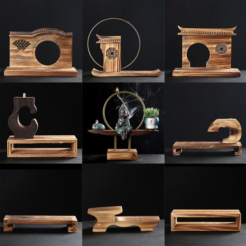 木架子木质置物架陶瓷花盆架子多肉花盆流水器配件复古个性小摆件