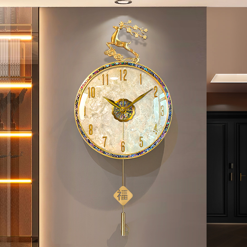 福禄贝壳】高档大气装饰家用挂钟