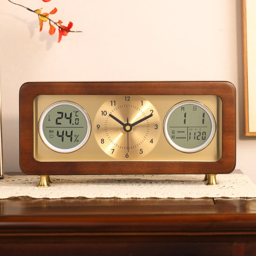 【天然实木】黄铜静音复古座钟！