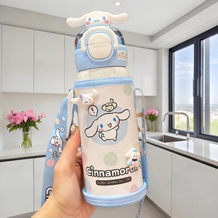■日本玉桂狗の儿童保温杯学生双饮吸管杯男女孩上学专用宝宝水壶