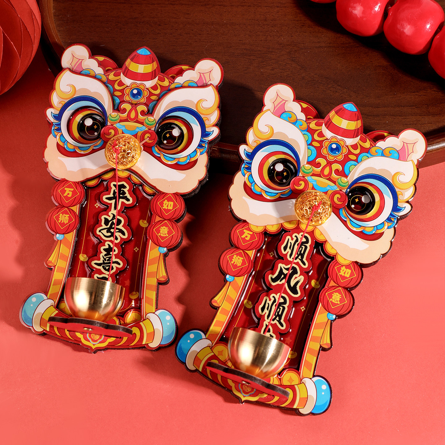 2026新年醒狮门铃铛磁吸冰箱贴中国风招财瑞兽入户门装饰大号磁贴,节庆用品/礼品,文化创意冰箱贴,淘宝优惠券,粉丝福利购,淘宝优惠卷
