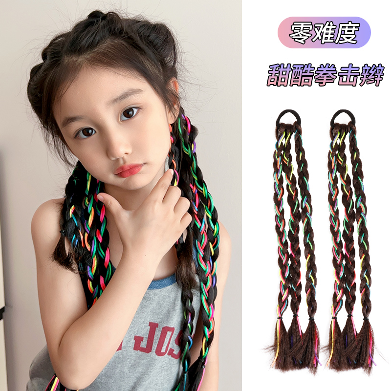 假发辫子女童高马尾儿童
