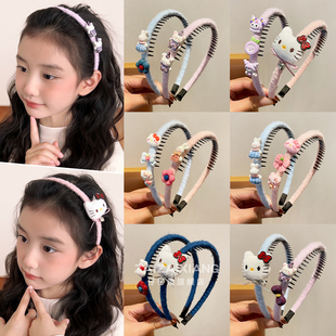 儿童卡通KT猫发箍女童不勒头发饰新款 带齿防滑头箍宝宝可爱发卡
