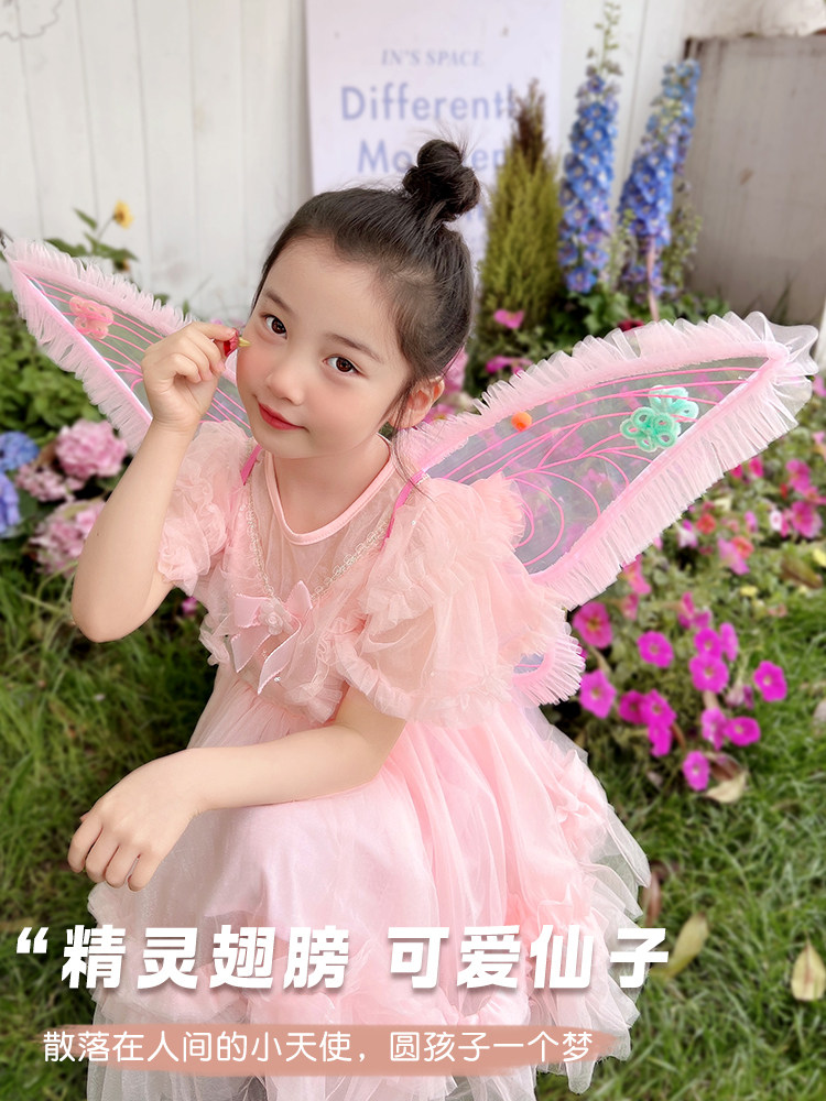 어린이 장난감 소녀 빛나는 어린 소녀 빛나는 나비 날개 공주 활 새로운 천사 다시 장식