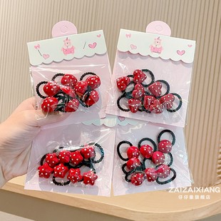 新年红色儿童发绳女童扎辫子皮筋头绳过年发饰宝宝高弹力不伤发圈