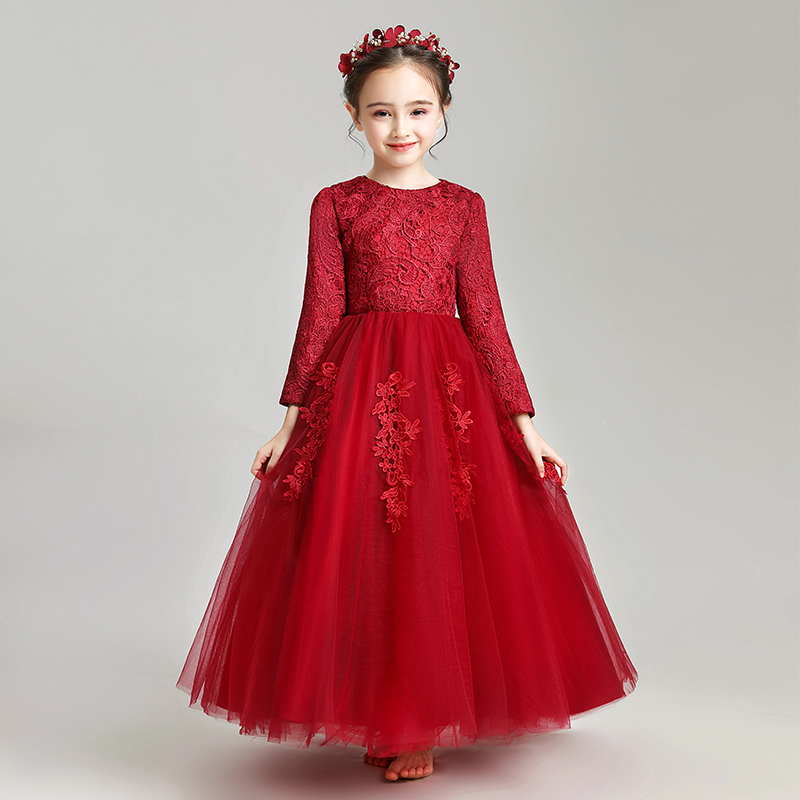 裙蓬蓬纱小孩长袖加绒春夏晚礼服